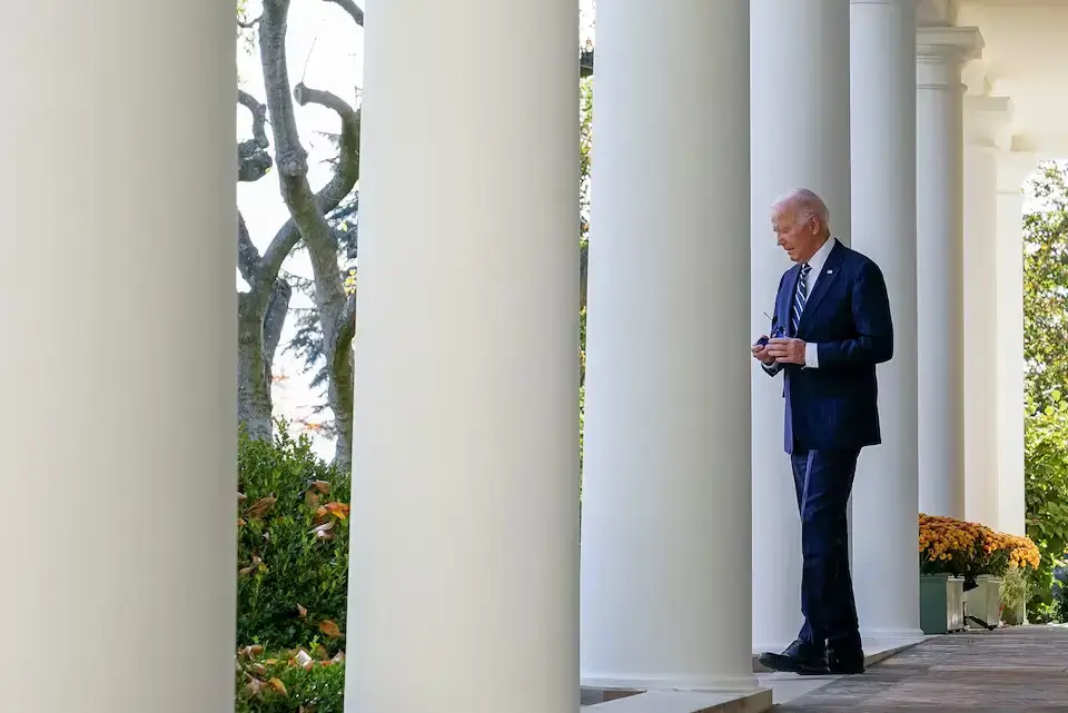  U.S. President Joe Biden delivers remarks on the 2024 election results and the upcoming presidential transition of power in the White House Rose Garden.