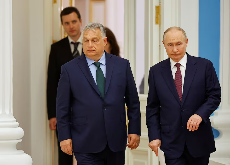 Hungarian Prime Minister Viktor Orban and Russian President Vladimir Putin at a press conference in Moscow, July 5, 2024.