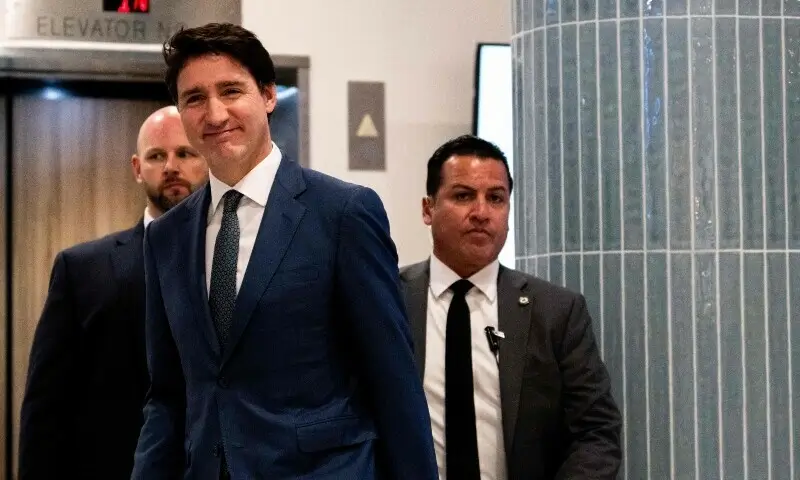 Canadian Prime Minister Justin Trudeau exits a hotel in Palm Beach, Florida, ahead of a meeting with Donald Trump on November 29, 2024.