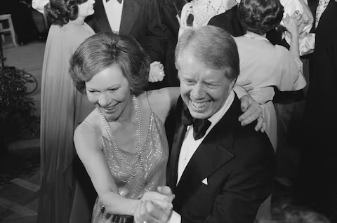 Jimmy Carter and first lady Rosalynn Carter dance at the White House Congressional Ball in December 1978. 