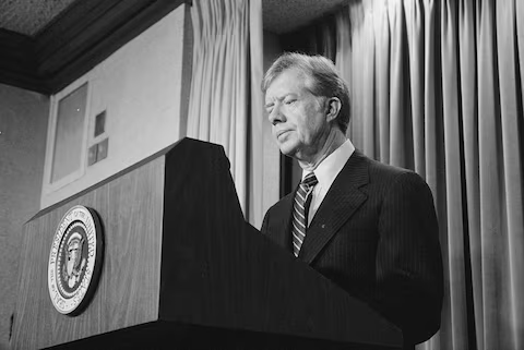 Jimmy Carter announces new sanctions against Iran in response to the U.S. hostage crisis, April 1980.