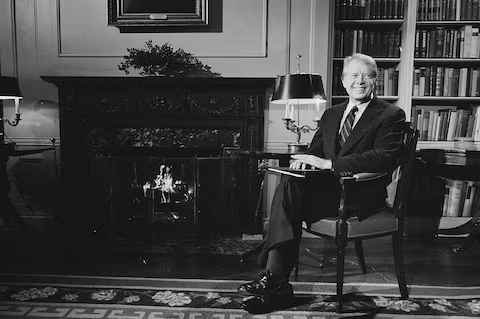  Jimmy Carter at the White House during a fireside chat on the Panama Canal Treaty, February 1978.