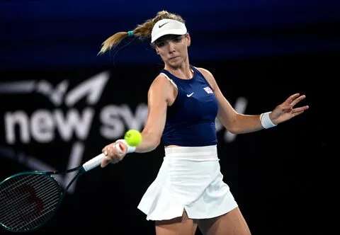 Katie Boulter in action during her quarter-final match against Iga Swiatek at the United Cup in Sydney, Australia.